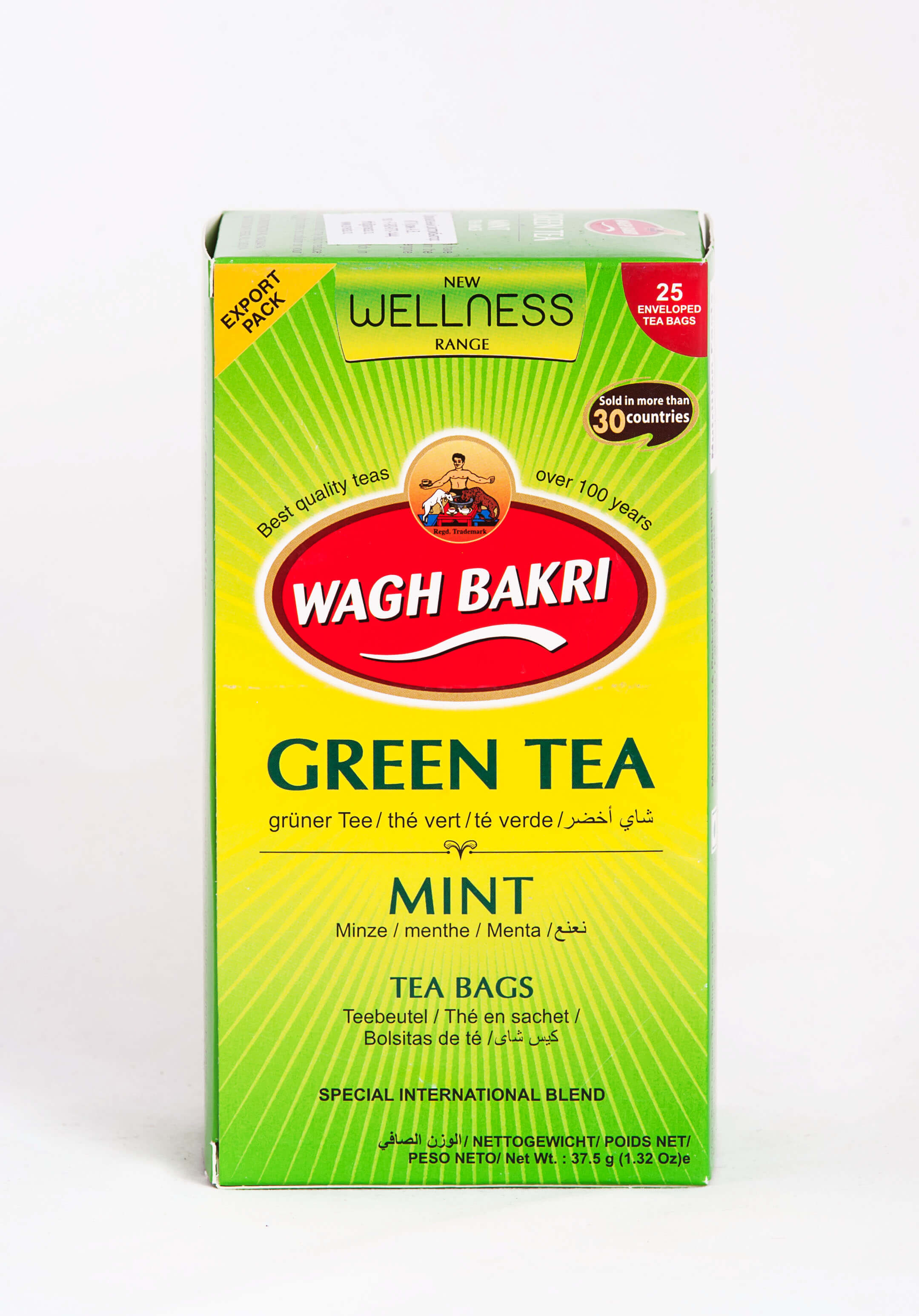 ВАГХ БАКРИ-Зеленый чай с мятой 37,5г(25пак)/WAGH BAKRI- Green tea with mint 37,5g(25 bags)