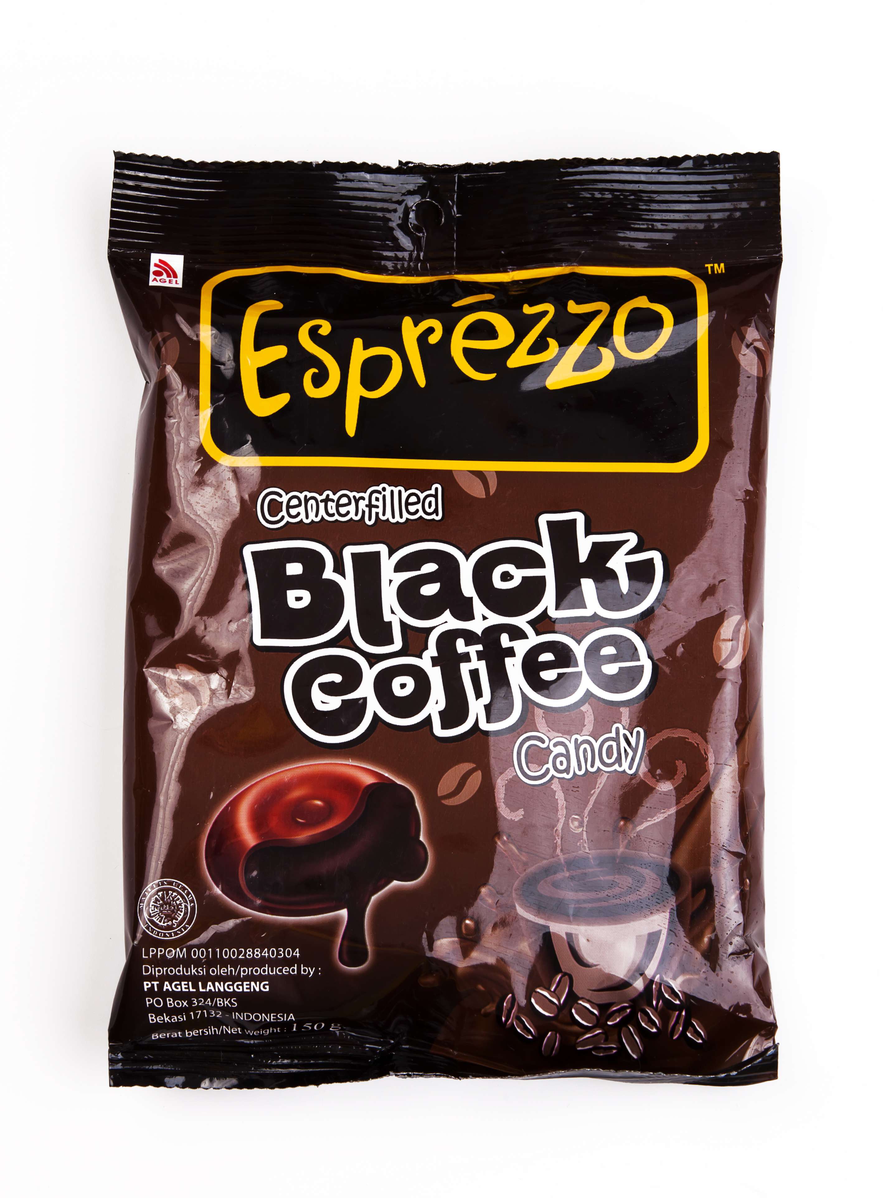 Леденцы эспрессо черный кофе Esprezzo Black Coffee Candy 150гр/Индонезия