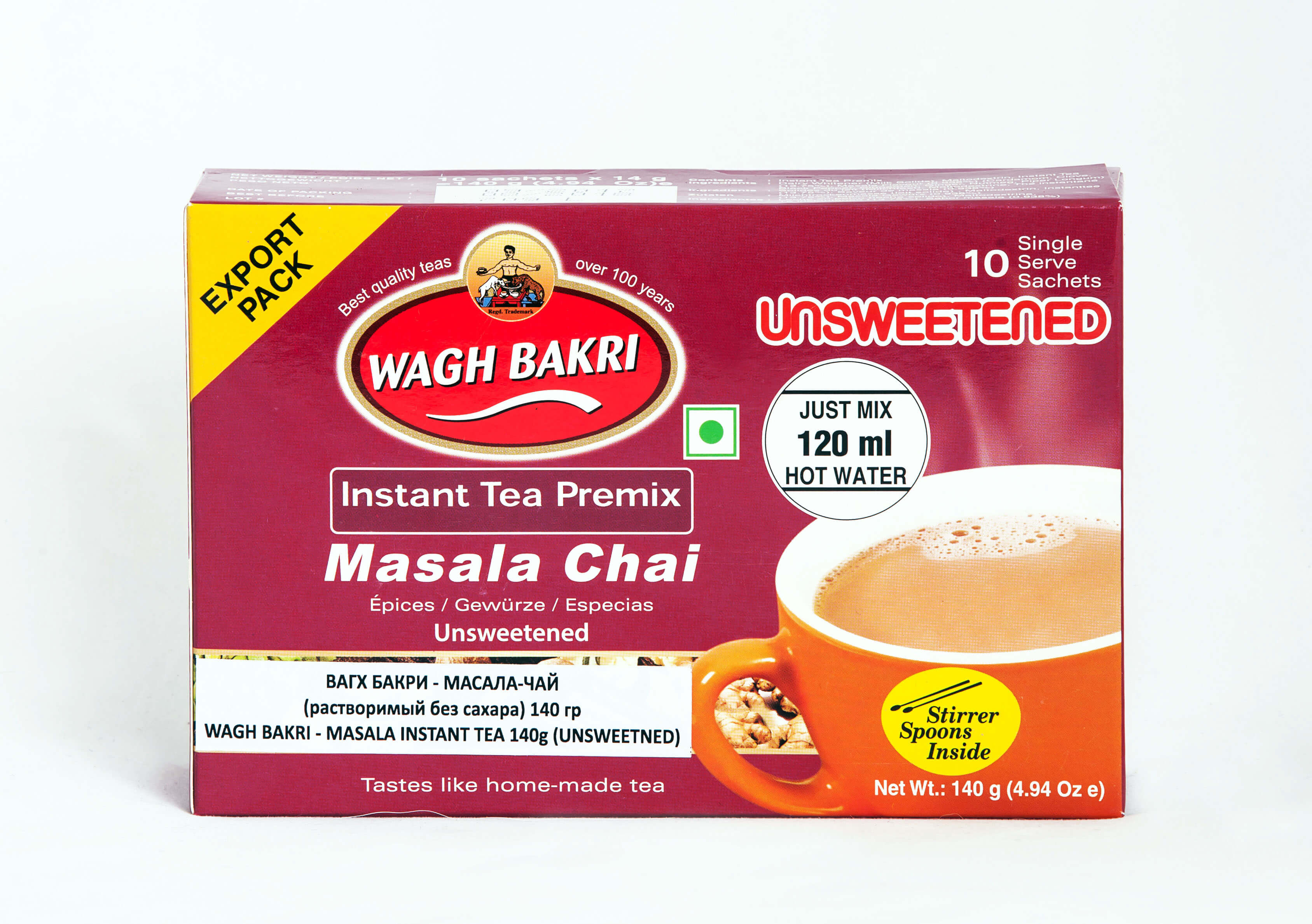 ВАГХ БАКРИ-Растворимый Масала чай 140гбез сахара/WAGH BAKRI-Masala unsweetened instant tea 140g